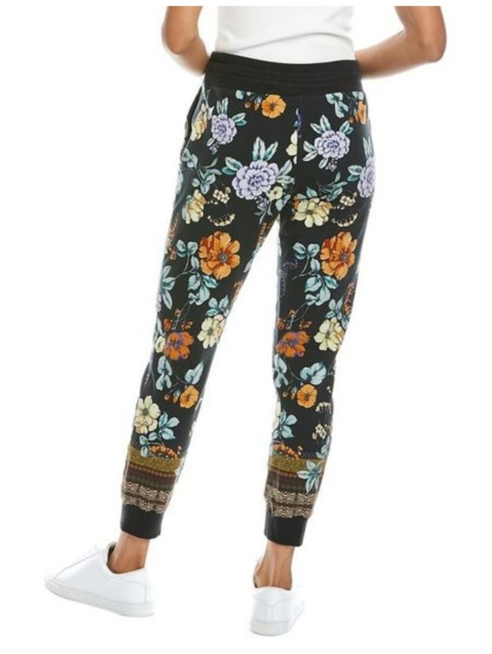 JWLA Johnny Was Golden Spring French Terry Jogger Floral Mixed Media Pants Sz L - Picture 3 of 13